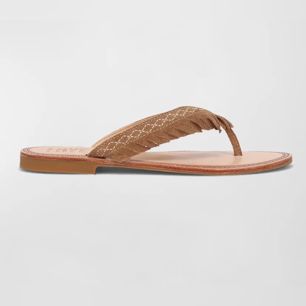 Frye Tan Leather Fringe Sandals - Picture 3 of 12